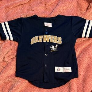 Milwaukee Brewers Navy Button-Up Jersey